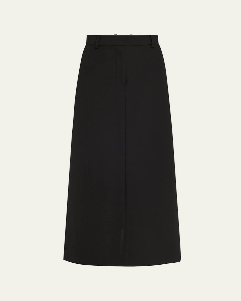 Low-Waist Tailored Straight Midi Skirt